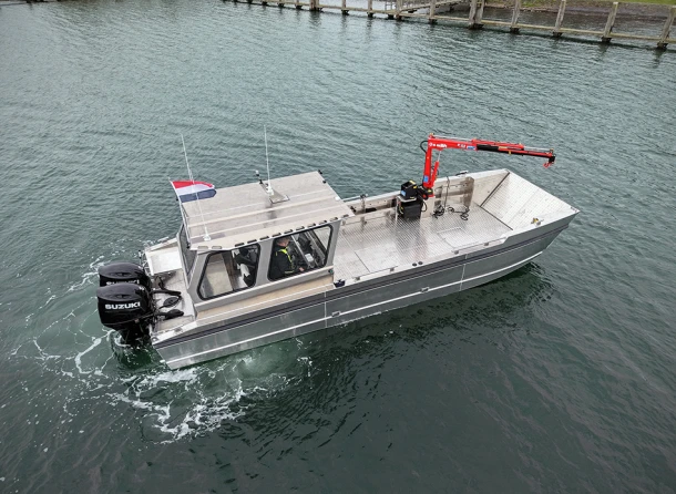 Aluminium landingsvaartuig 9 meter met kraan